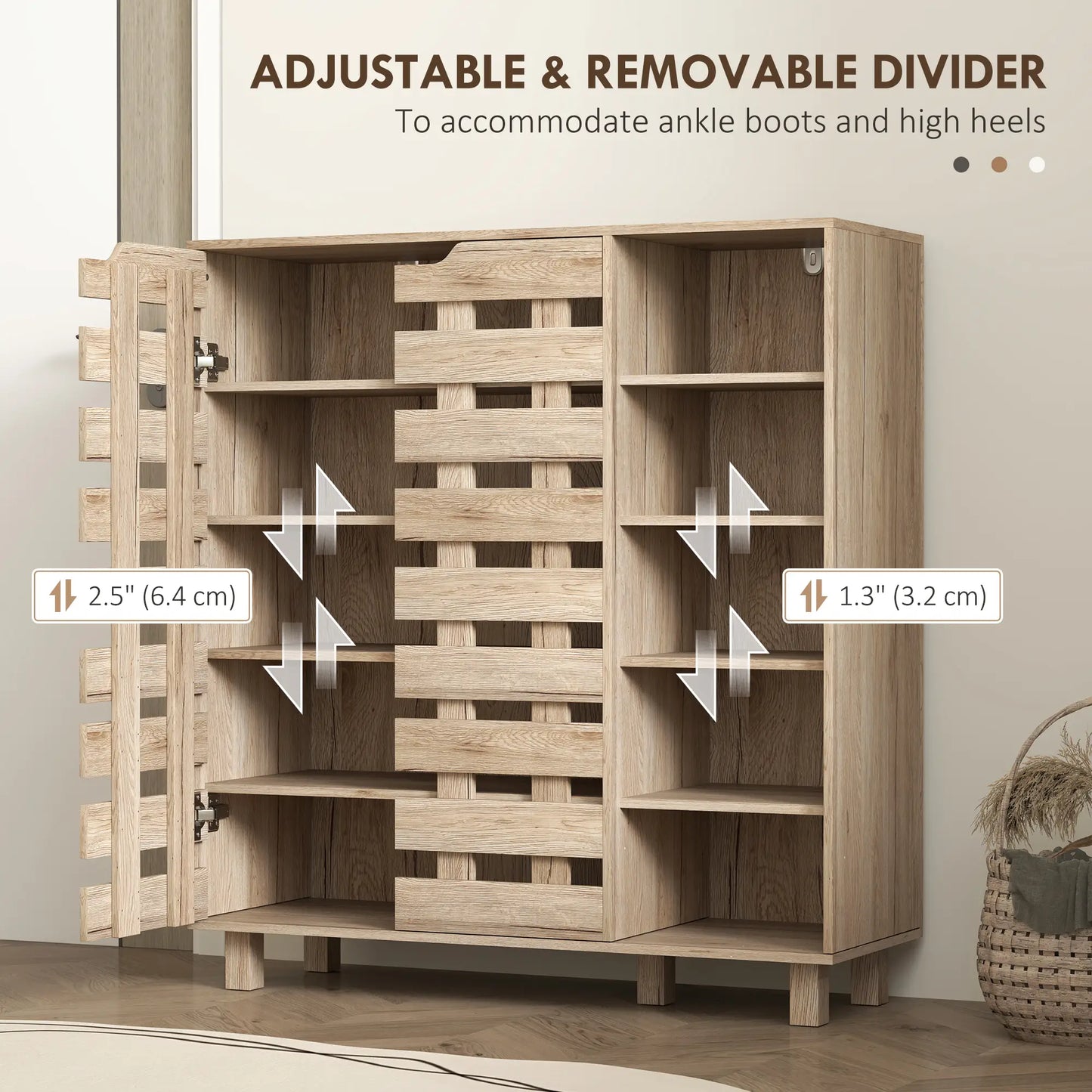 21 Pair Shoe Cabinet, 5-Tier Double Door, 5-Tier Open Shelves, Beige Shoe Storage Cabinets & Racks at Gallery Canada