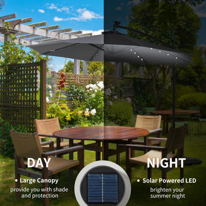 10ft Outdoor Cantilever Umbrella, Solar Lights, Adjustable Angle, Dark Gray Cantilever Umbrellas at Gallery Canada