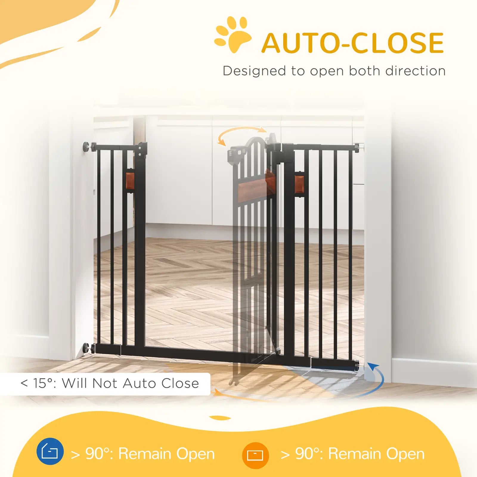 29.1''-41.3'' Extra Wide Dog Gate, Cat Door, Pressure Fit, Auto Close Houses, Kennels & Pens at Gallery Canada