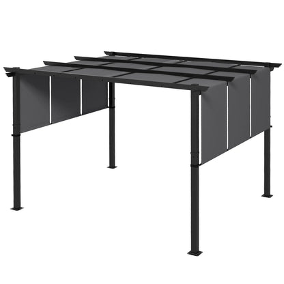 10' x 12' Metal Pergola, Retractable Canopy, Garden Patio Backyard Deck Pergolas Dark Grey at Gallery Canada