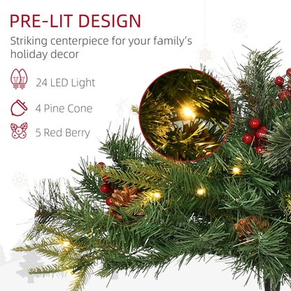 1.5 Foot Prelit Artificial Christmas Tree, 16 Inch, Warm White LED, Red Berries, Pine Cones, Green Pre Lit Christmas Trees at Gallery Canada