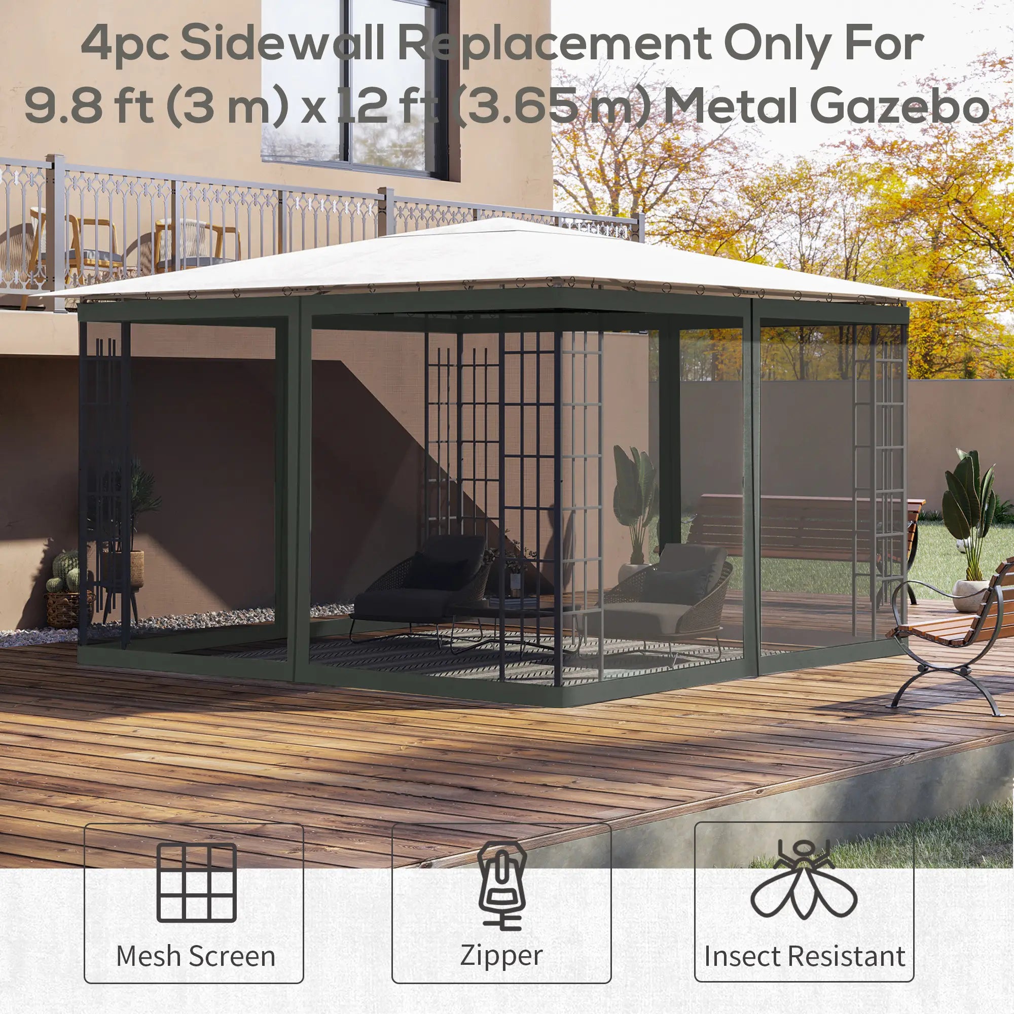 Replacement Mosquito Netting, 10' x 12', Black, Dark Grey Gazebos at Gallery Canada