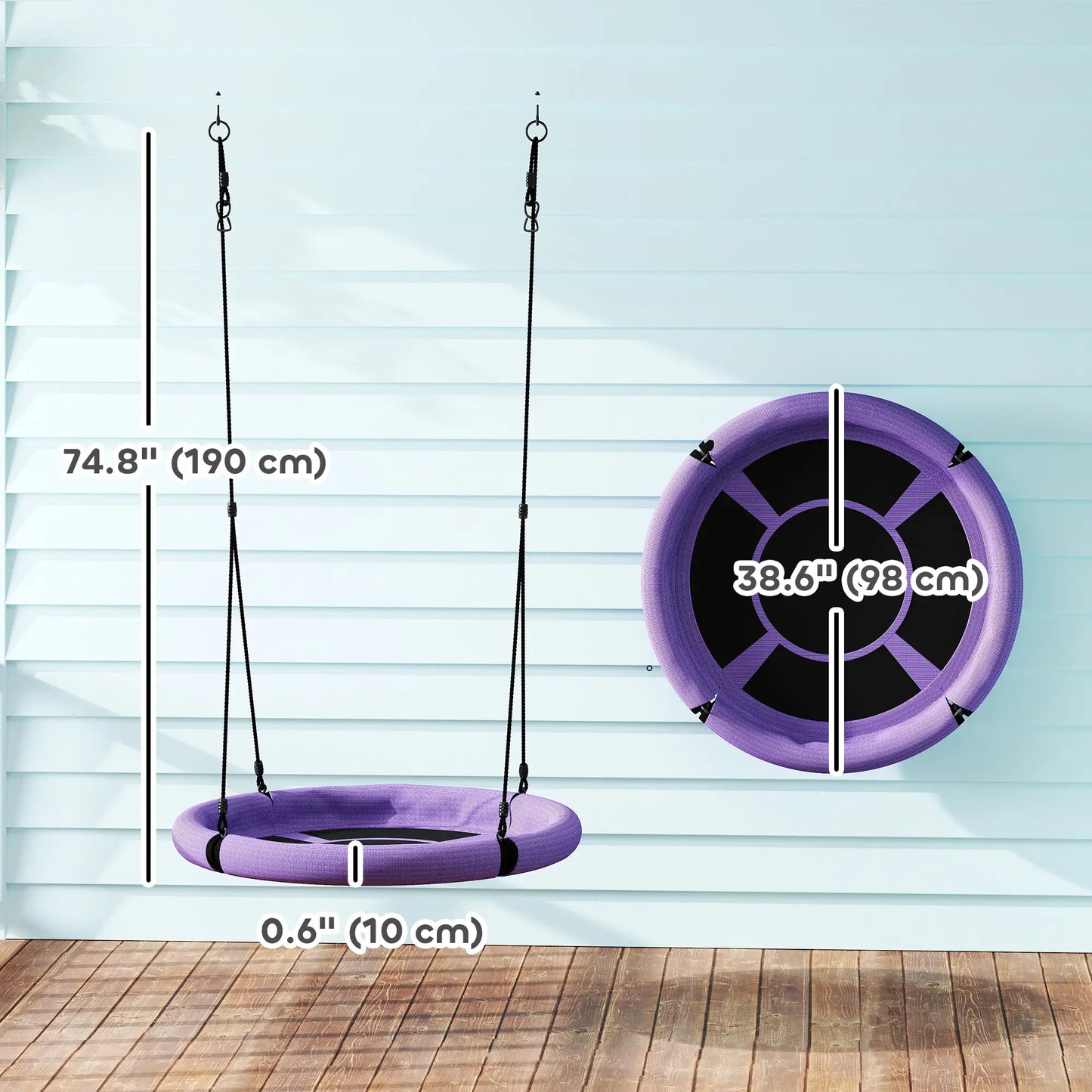 100cm Diameter Nest Seat, Height Adjustable, Kids Outdoor Playground, Purple Gym Sets & Swings at Gallery Canada