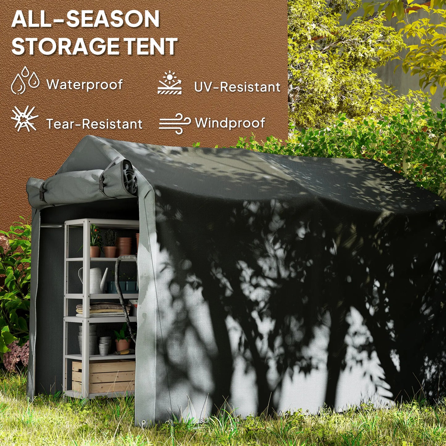 Outdoor Storage Shed, UV Resistant Bike Tent, Roll-up Zipper Door, Dark Grey Sheds at Gallery Canada