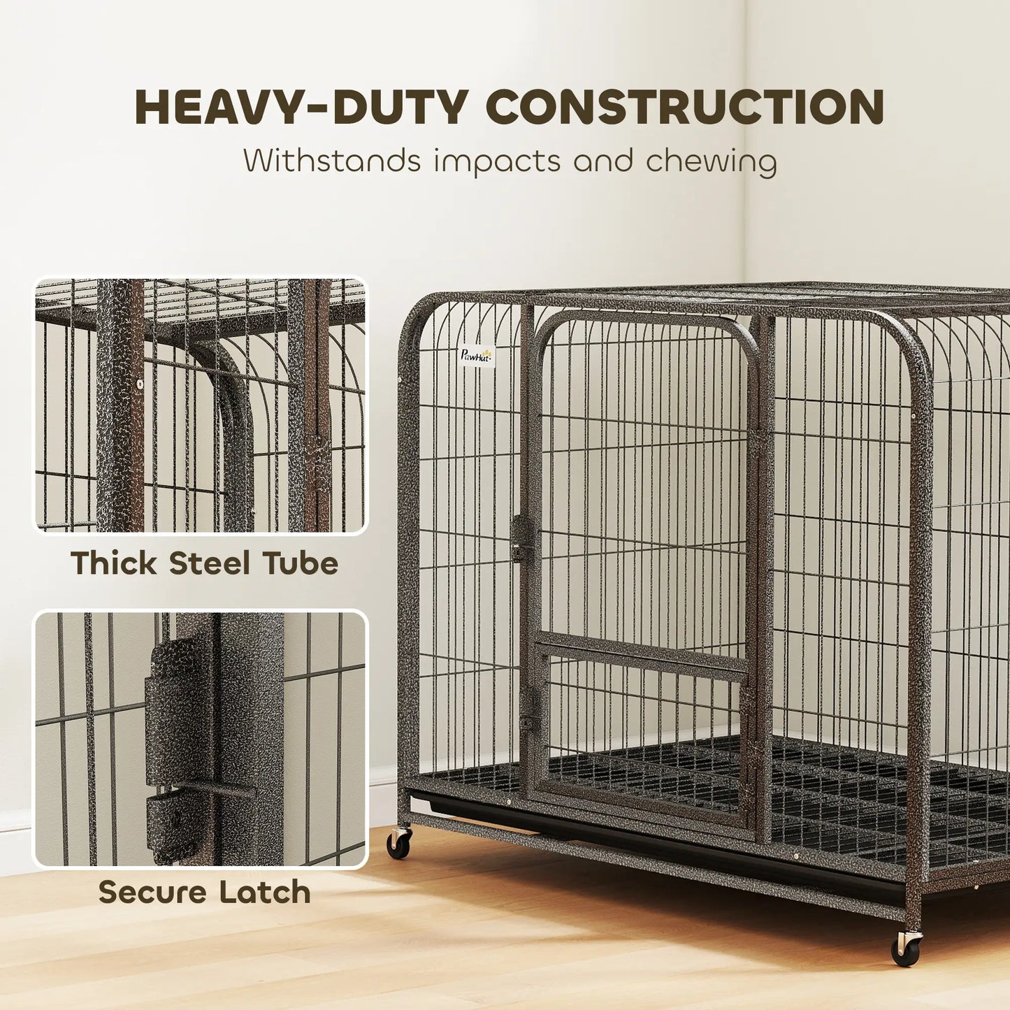 43 Inch Heavy Duty Dog Crate, Extra Large Metal Cage With Lockable Wheels Dog Cages & Crates at Gallery Canada