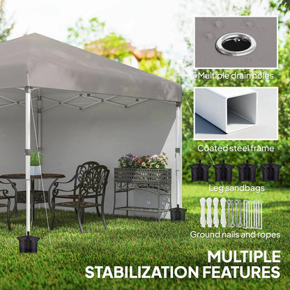 10' x 10' Pop Up Canopy, Sidewalls, Roller Bag, Adjustable Tent, Grey Pop Up Canopies at Gallery Canada