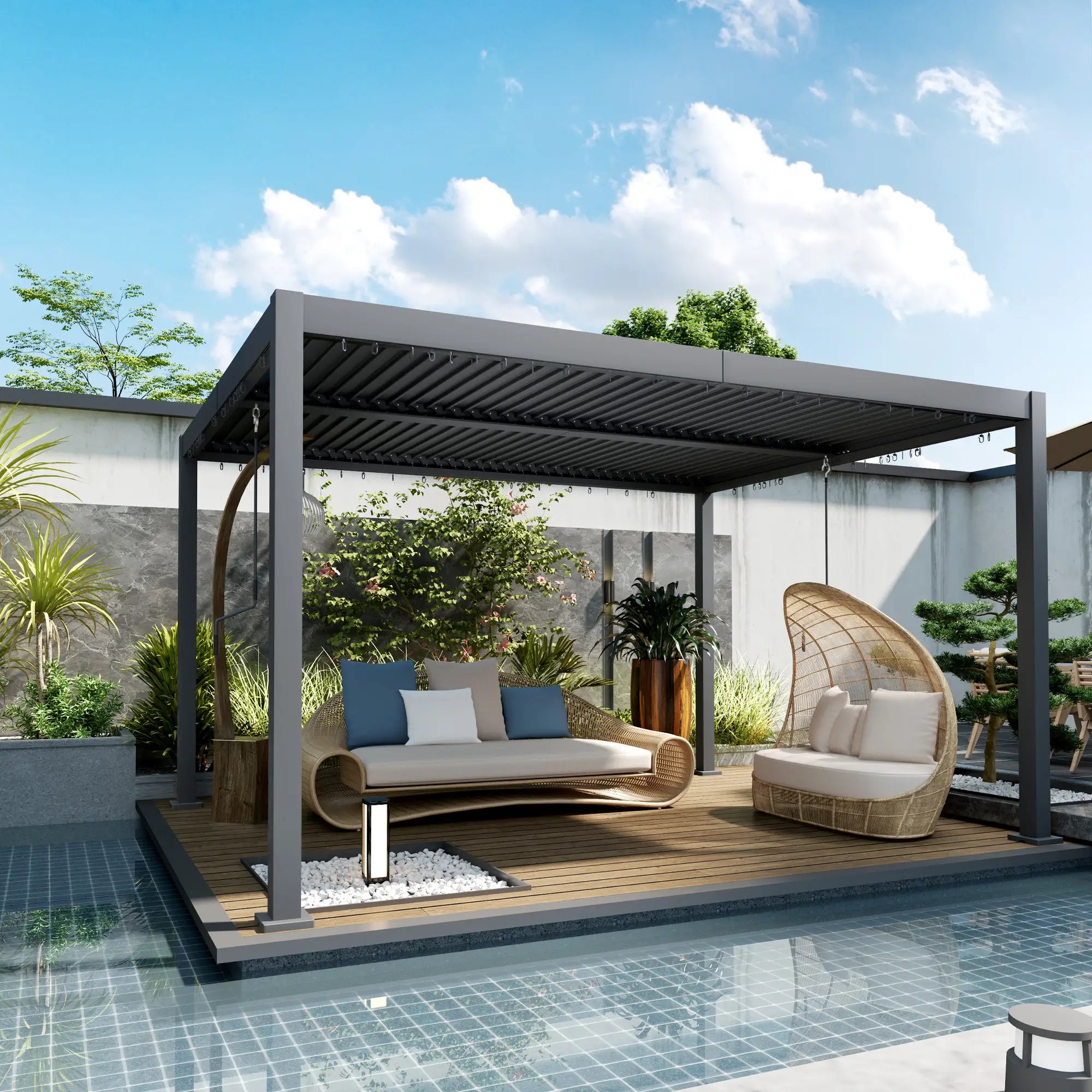 10' x 12' Adjustable Metal Roof Pergola, Aluminum Frame Outdoor Gazebo Pergolas at Gallery Canada