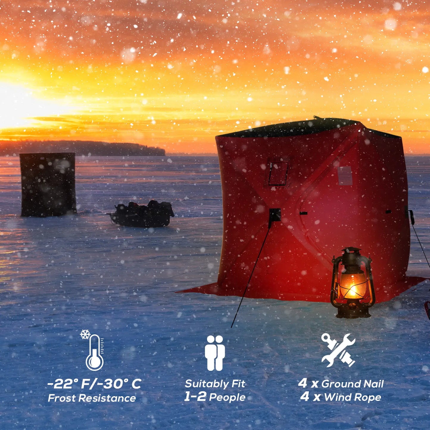 2 Person Pop Up Ice Fishing Tent, with Carry Bag, Red Ice Fishing Tents at Gallery Canada