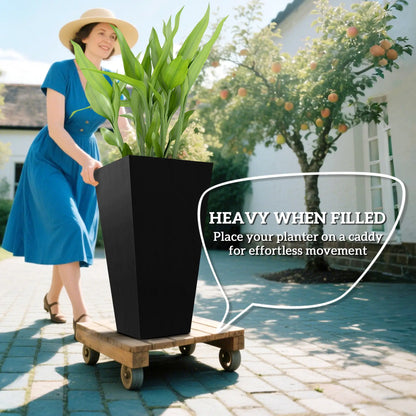 28" Tall Garden Plastic Planters, Set of 3, Indoor Outdoor, Black Garden Accessories at Gallery Canada