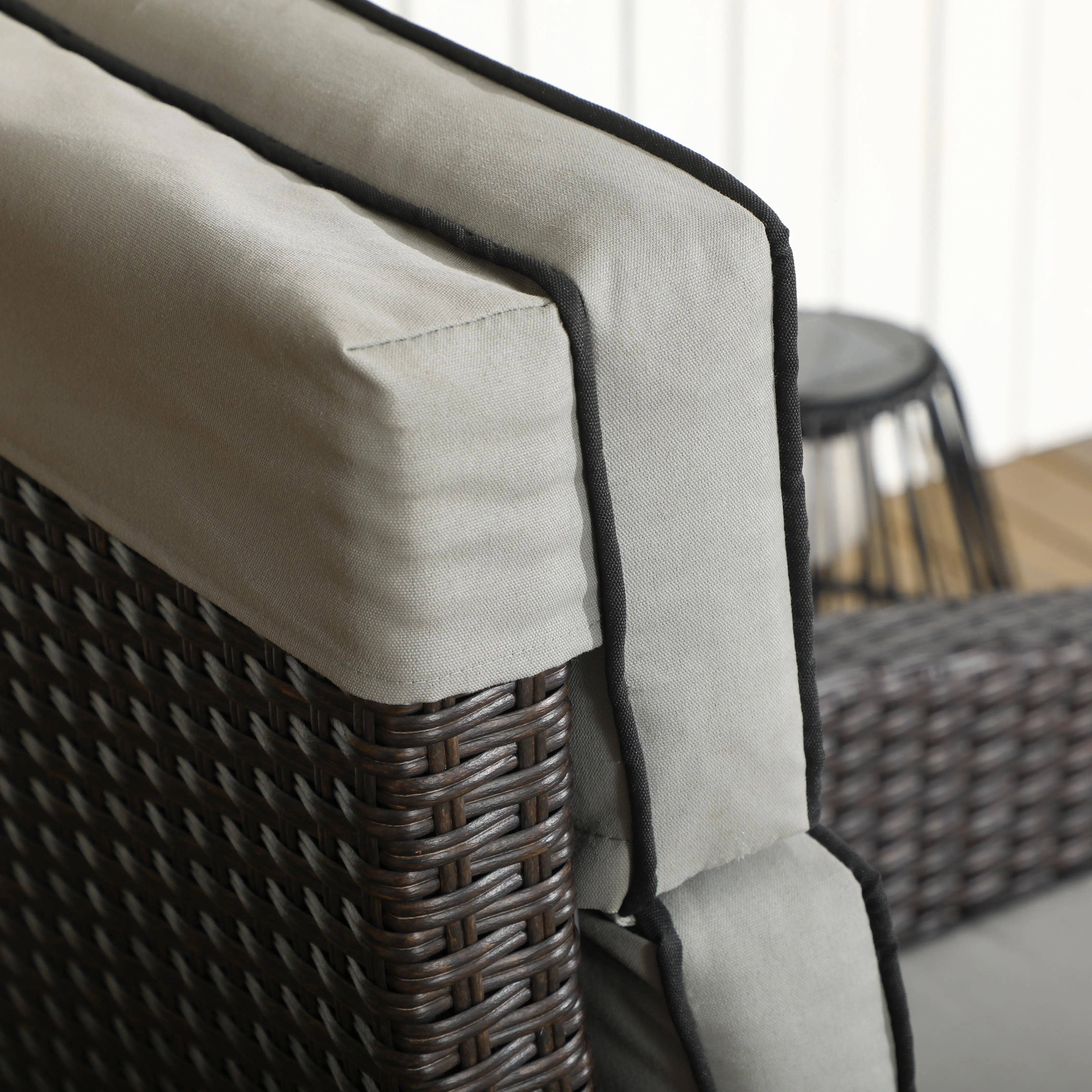 Outdoor Recliner Chair, Adjustable Backrest, Cushion, Side Tray, Light Grey Chaise Loungers at Gallery Canada