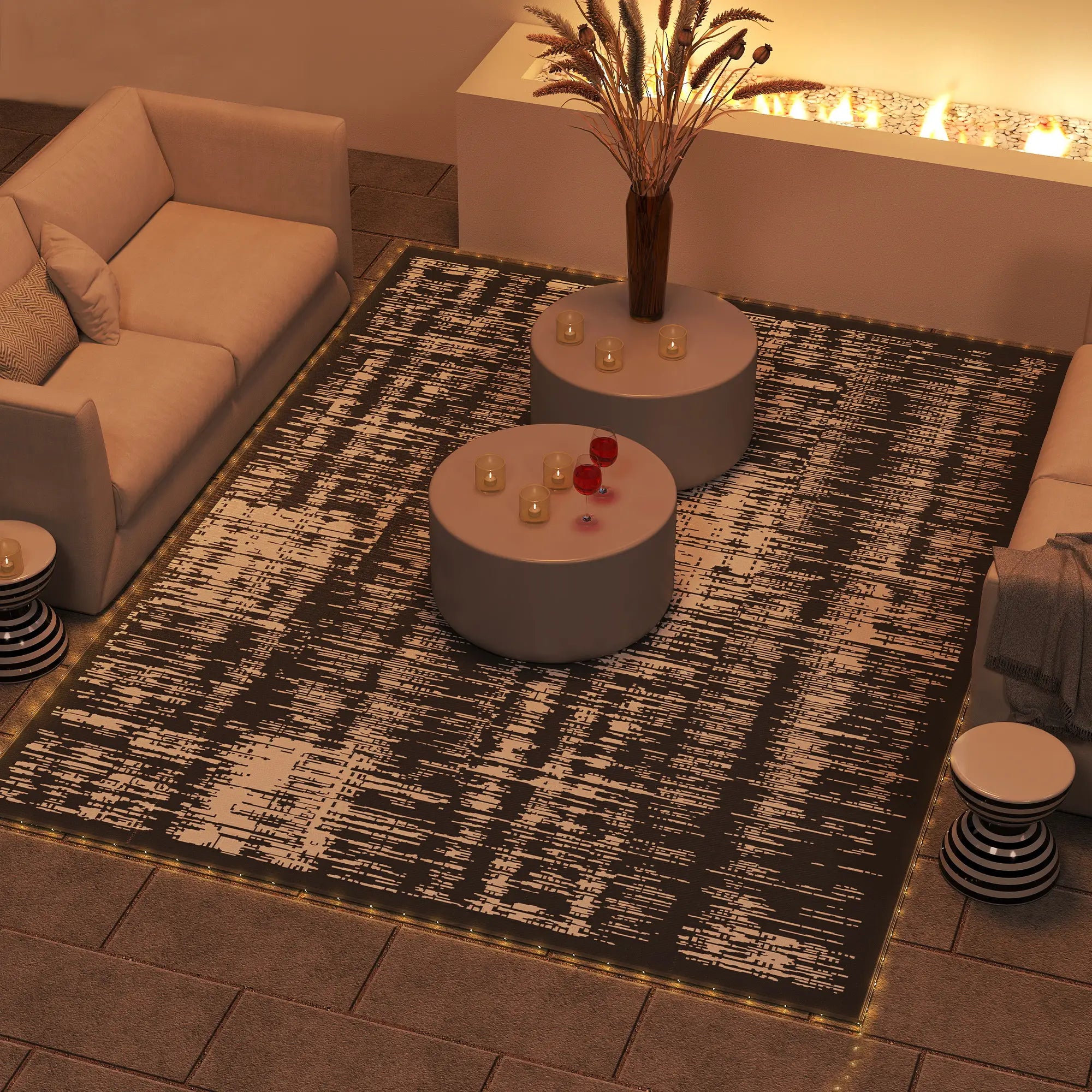 Waterproof Outdoor Camping Rug With LED Lights, 12' x 9' Outdoor Reversible Rugs at Gallery Canada