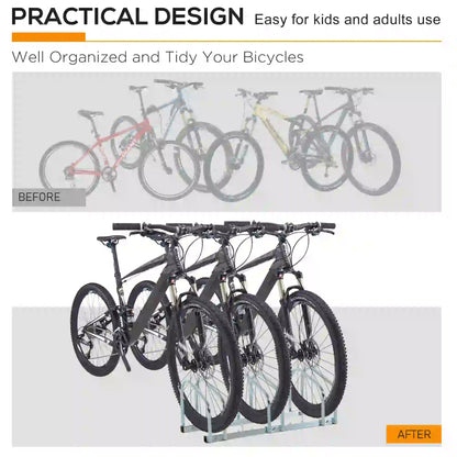 3-Bike Floor Parking Rack, Cycling Storage Stand, Silver Bike Parking Stands at Gallery Canada