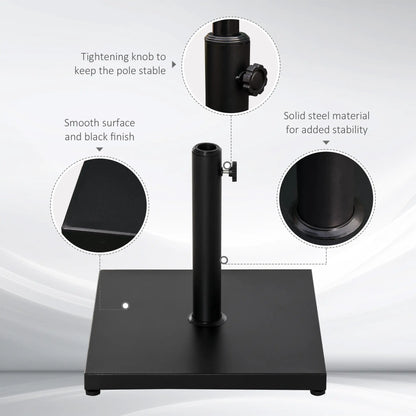 40 lbs Steel Square Parasol Stand Base, Adjustable Knob, Black Umbrella Bases at Gallery Canada