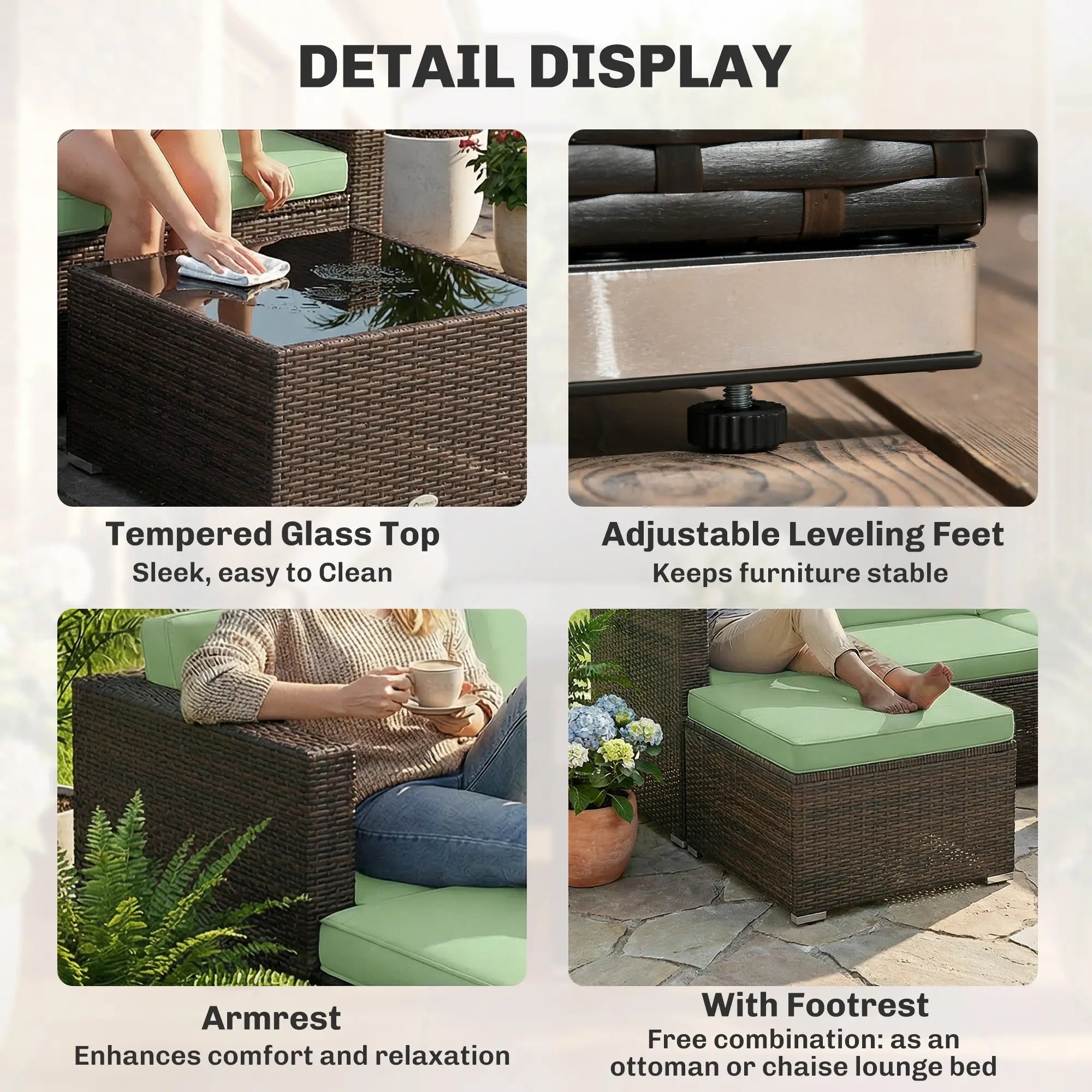 3 Piece Patio Furniture Set, PE Rattan Wicker Corner Sofa, Light Green Patio Furniture Sets at Gallery Canada