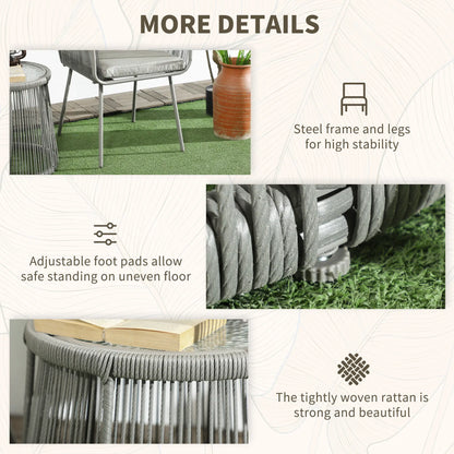 3 Piece Outdoor Bistro Set, Wicker Rattan Furniture, Light Grey Bistro Sets at Gallery Canada