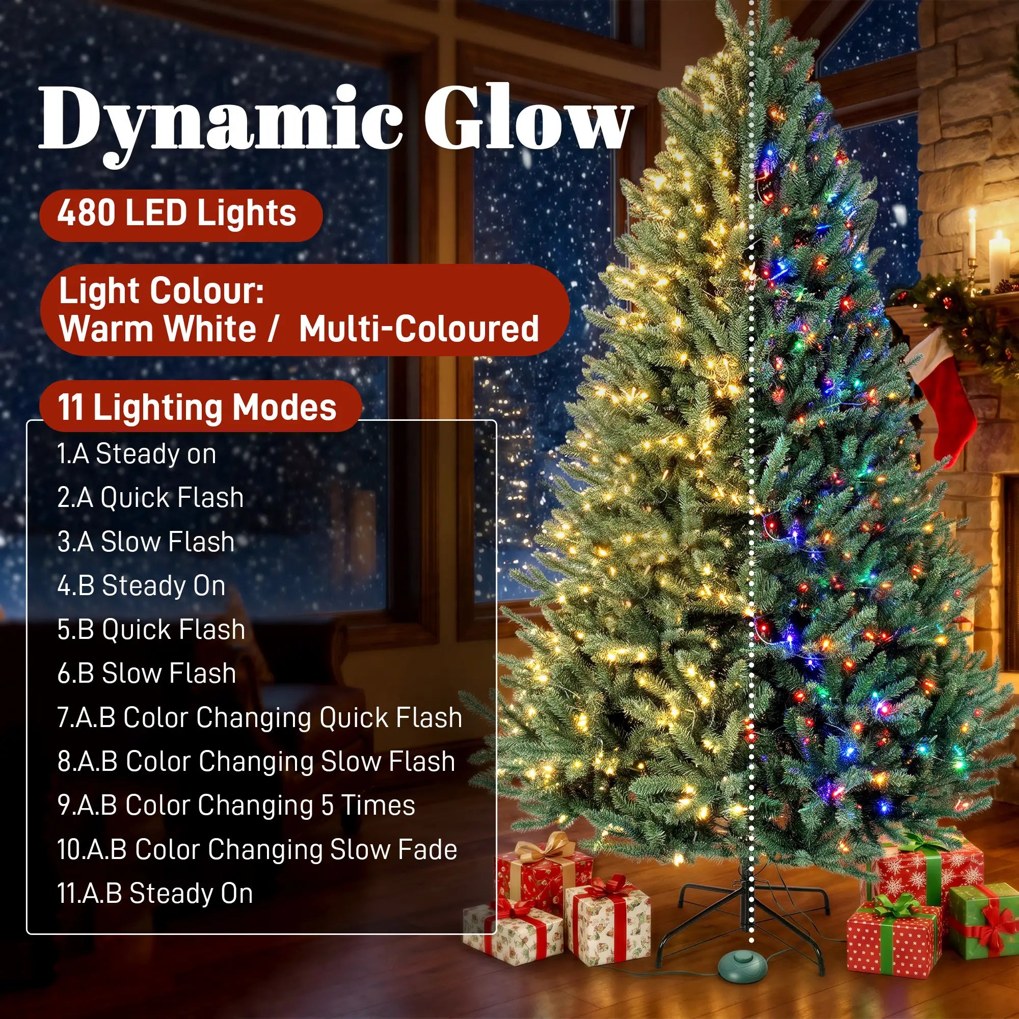 6Ft Prelit Christmas Tree, Warm White & Multi-Colour LEDs, Colorado Blue Spruce Pencil Christmas Trees at Gallery Canada