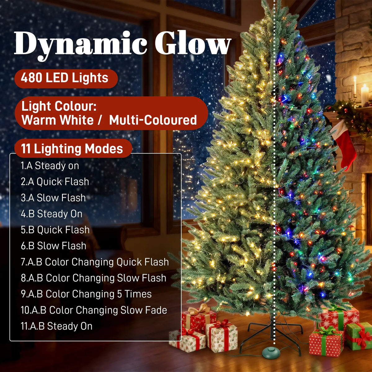 6Ft Prelit Christmas Tree, Warm White & Multi-Colour LEDs, Colorado Blue Spruce Pencil Christmas Trees at Gallery Canada