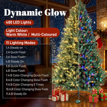 6Ft Prelit Christmas Tree, Warm White & Multi-Colour LEDs, Colorado Blue Spruce Pencil Christmas Trees at Gallery Canada