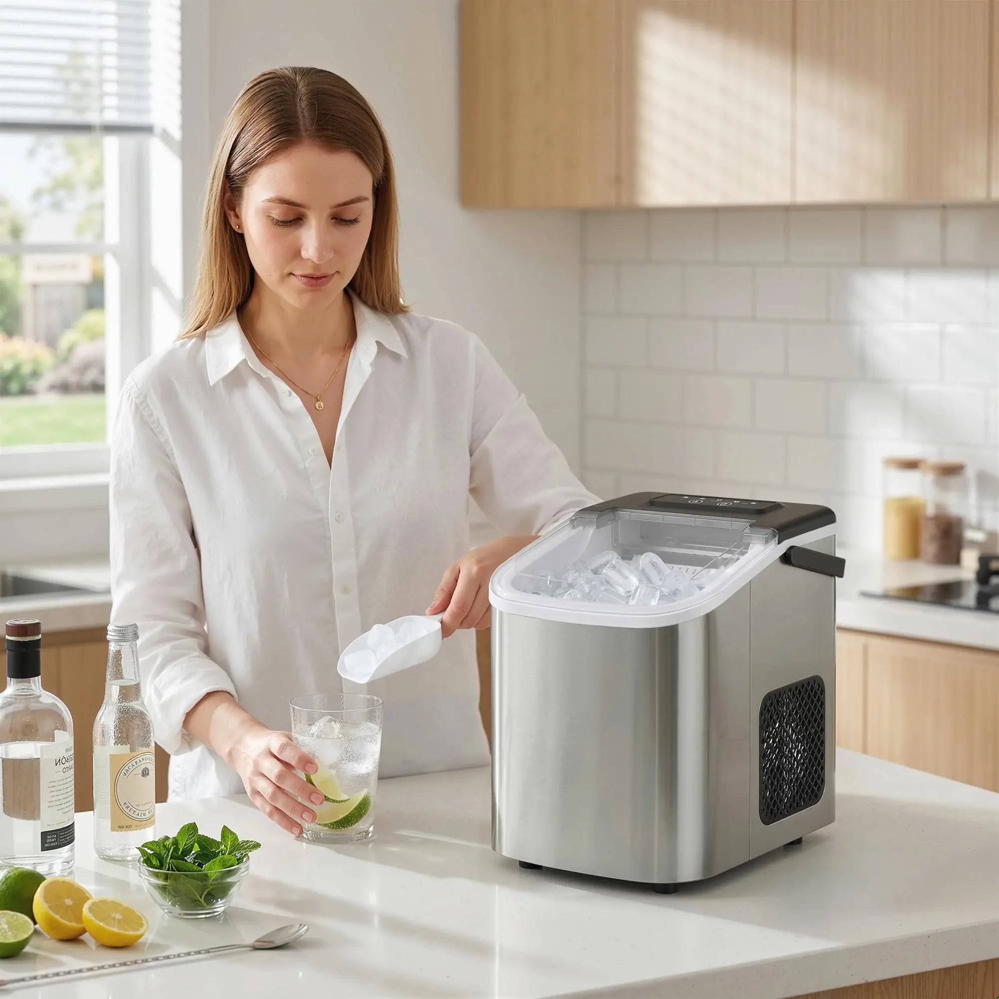 Portable Ice Maker, Self-Cleaning, 2 Bullet Ice Sizes, Silver Small Kitchen Appliances at Gallery Canada