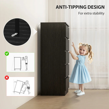 5 Drawer Dresser, Modern Chest for Bedroom, Black Storage Cabinets at Gallery Canada