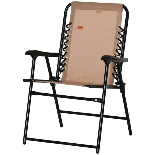 Folding Outdoor Chair, Bungee Sling Patio Dining, 1-Pack, Beige