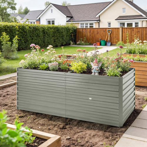5' x 3' x 2' Galvanized Raised Garden Bed, Light Grey Planter Box, Light Grey