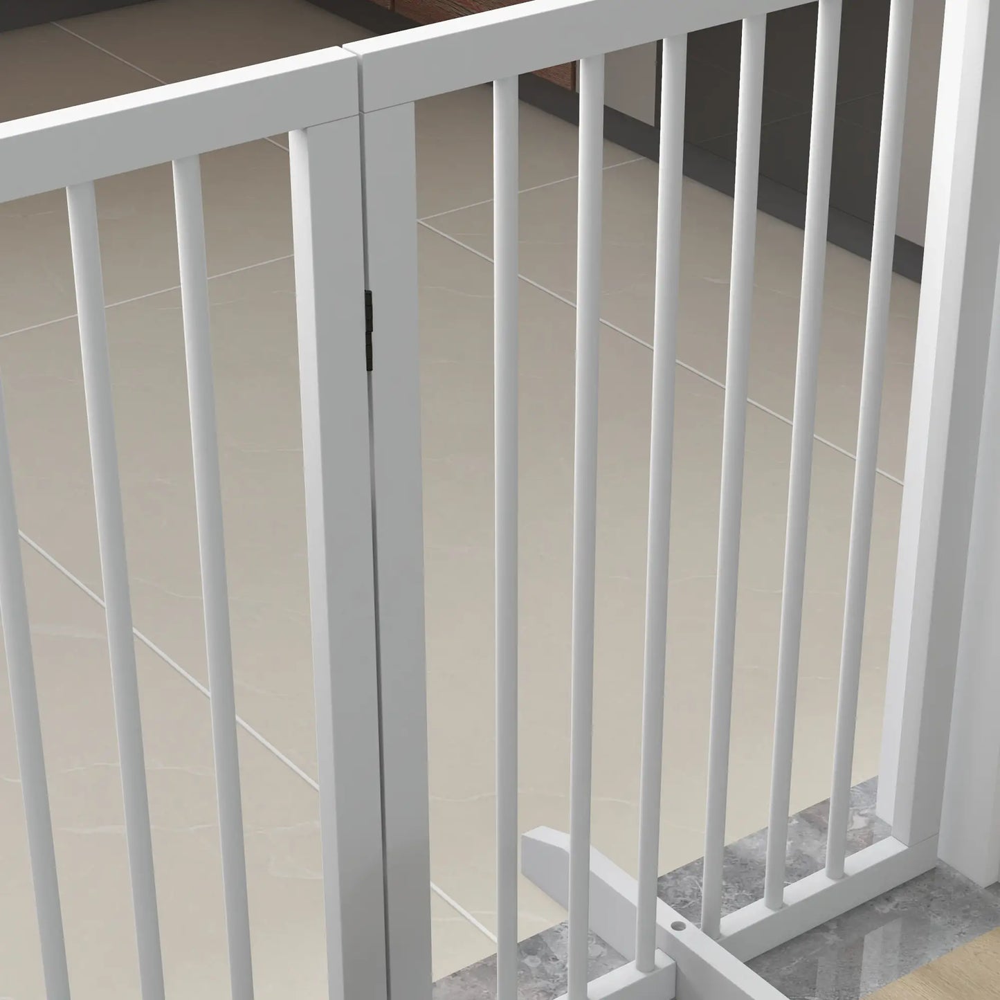 Free Standing Pet Gate, Foldable, 4 Panels, White