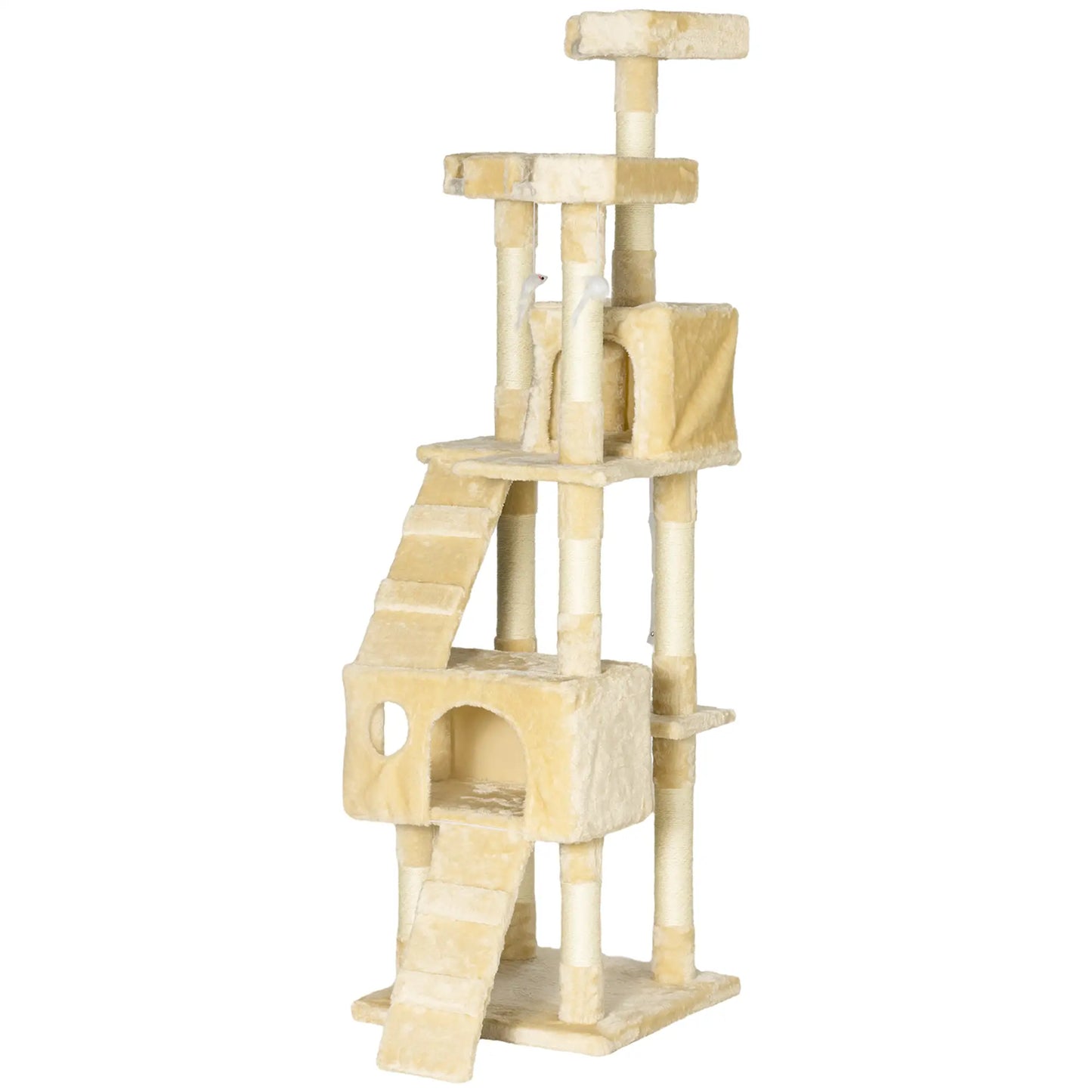 68-Inch Multi-Level Cat Scratching Tree, Activity Center, Beige Cat Towers at Gallery Canada