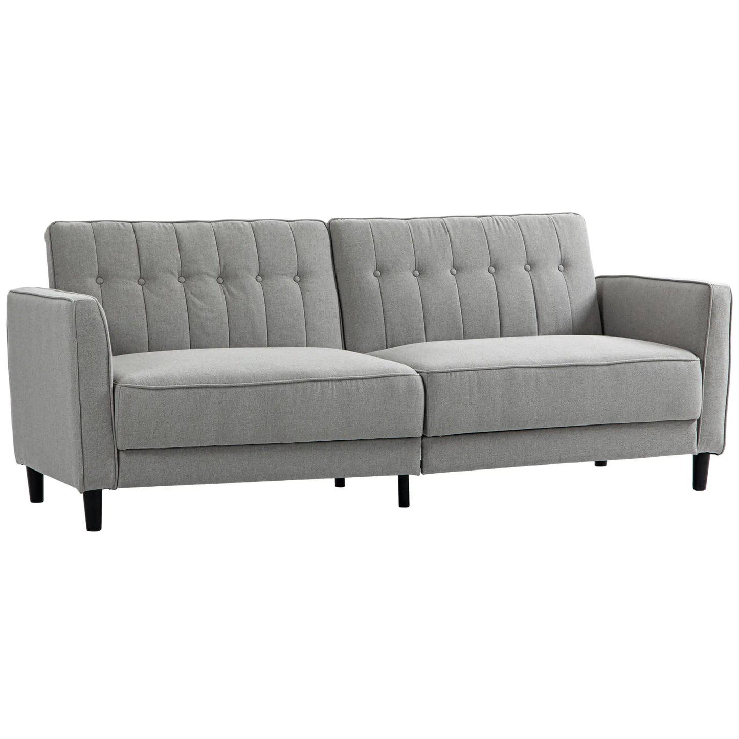 Convertible Bed with Couch, Button Tufted Fabric Sofa Bed, Adjustable Back, Grey 2-Seater Sofas at Gallery Canada