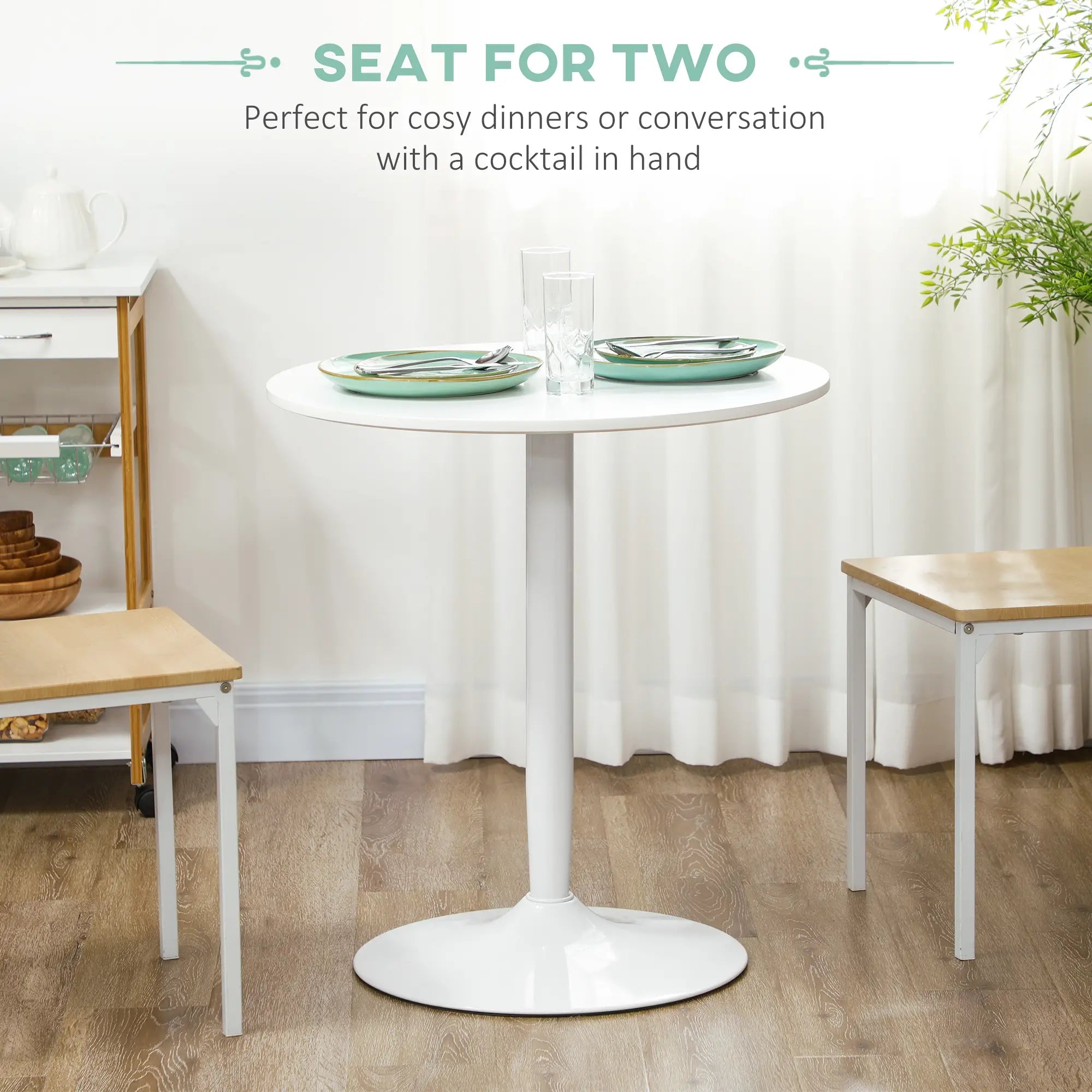 Modern Kitchen Table for 2, Round Dining Table, Steel Base, White Bar Tables & Dining Tables at Gallery Canada