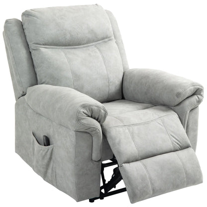 Manual Recliner Chair with Vibration Massage, Side Pockets, Microfibre Reclining Chair for Living Room, Grey Sofas & Reclining Chairs Grey at Gallery Canada