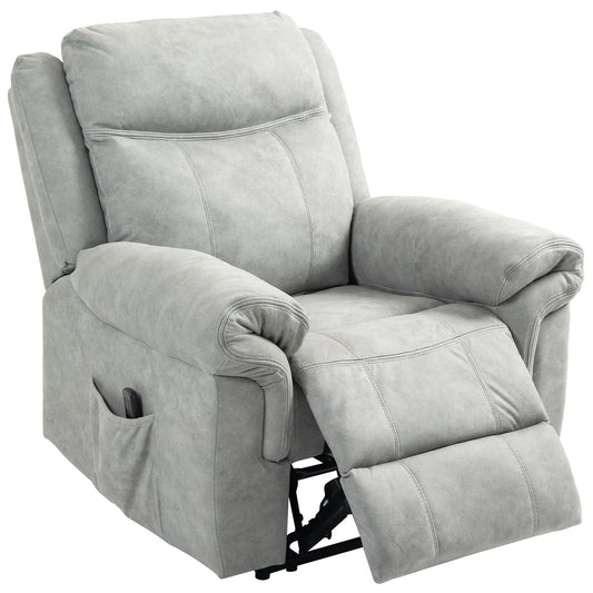Manual Recliner Chair with Vibration Massage, Side Pockets, Microfibre Reclining Chair for Living Room, Grey Sofas & Reclining Chairs Grey at Gallery Canada