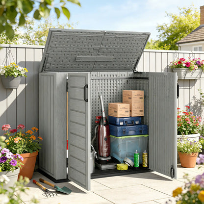 33 Cu.ft Plastic Outdoor Storage Shed, Lockable Doors, Light Grey Outdoor Storage Cabinet at Gallery Canada