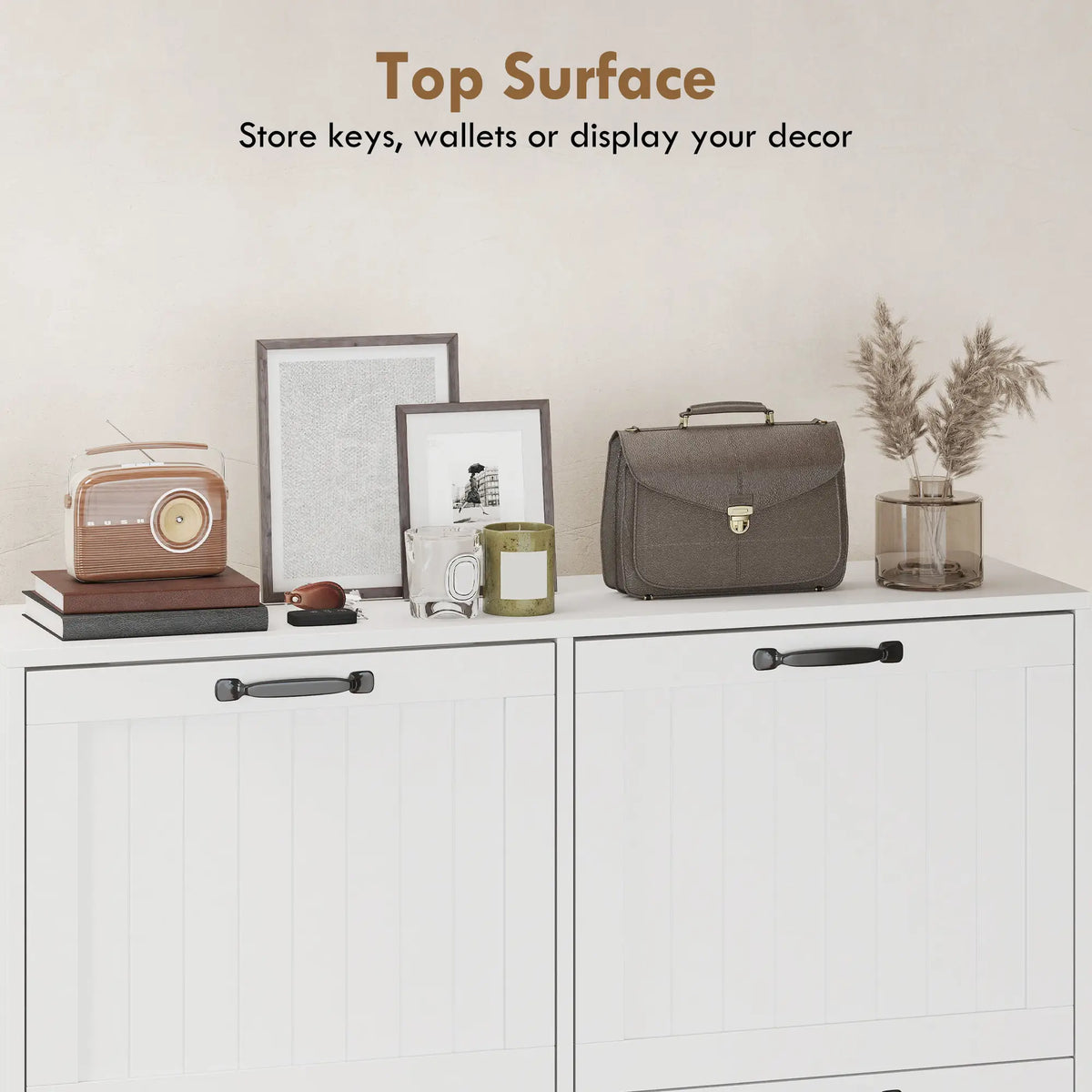 Shoe Cabinet with 4 Flip Drawers, Freestanding Narrow Shoe Storage Cabinet with Adjustable Shelves, Open Back, White Shoe Storage Cabinets & Racks at Gallery Canada