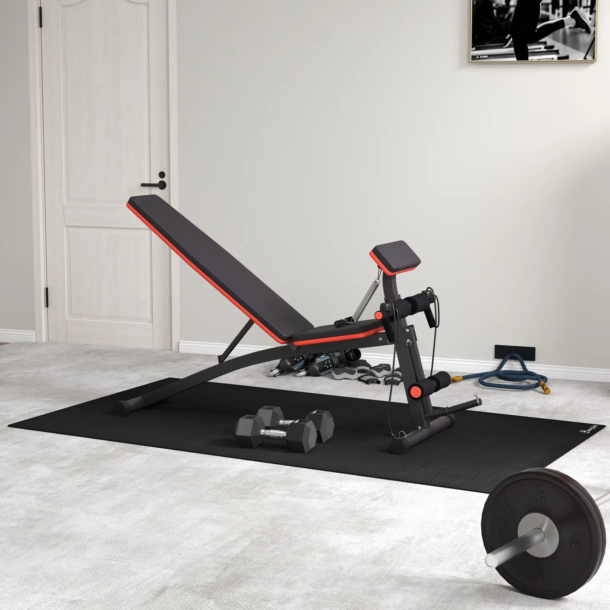 Foldable Adjustable Dumbbell Press Bench, Weight Training Gym Chair, Black & Red Weight Benches at Gallery Canada