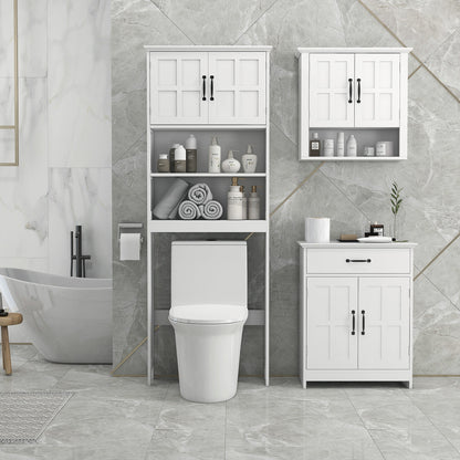 Bathroom Storage, Bathroom Cabinet with 2 Doors, Adjustable Shelves for Living Room Kitchen, 23.6"x11.8"x29.5", White - Gallery Canada