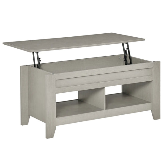 Lift Top Coffee Table, Hidden Storage, Open Shelves, Light Grey Coffee Tables Light Grey at Gallery Canada