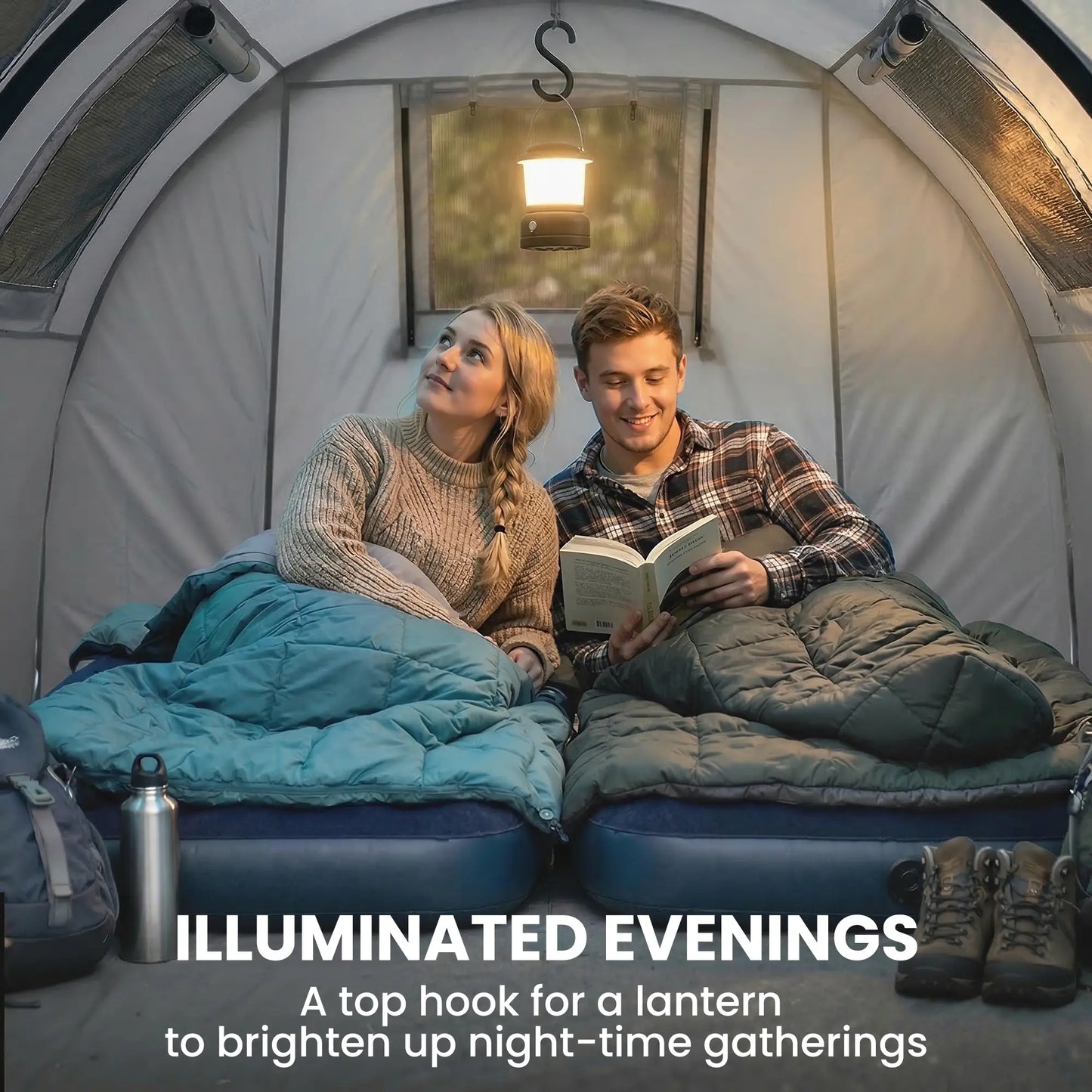 3-4 Person 2 Room Camping Tent 3000mm Waterproof, Grey Camping Tents at Gallery Canada