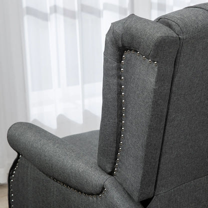 Wingback Reclining Chair with Footrest, Button Tufted, Dark Grey Single Sofas at Gallery Canada