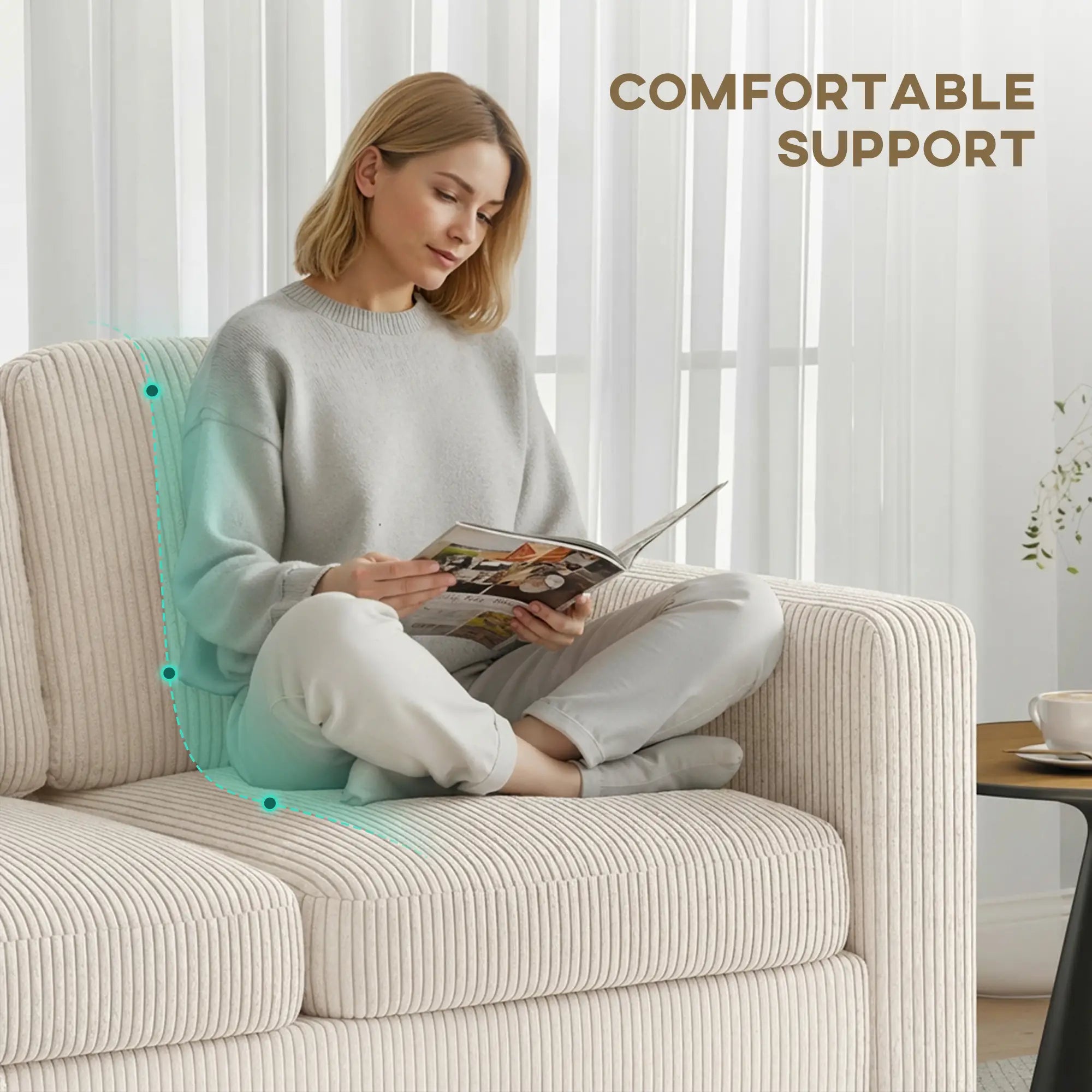 L Shaped Sectional Sofa, With Chaise Or Ottoman, Cream White 3-Seater Sofas at Gallery Canada