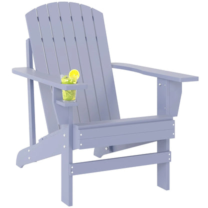 Classic Adirondack Chair, Garden Deck Chair with Cup Holder, Grey Patio Chairs Grey at Gallery Canada