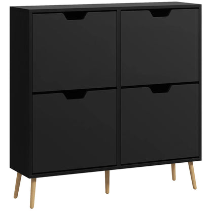 Shoe Storage Cabinet, 4 Flip Drawers, Adjustable Shelf, Holds 8-16 Pairs, Black Shoe Storage Cabinets & Racks at Gallery Canada