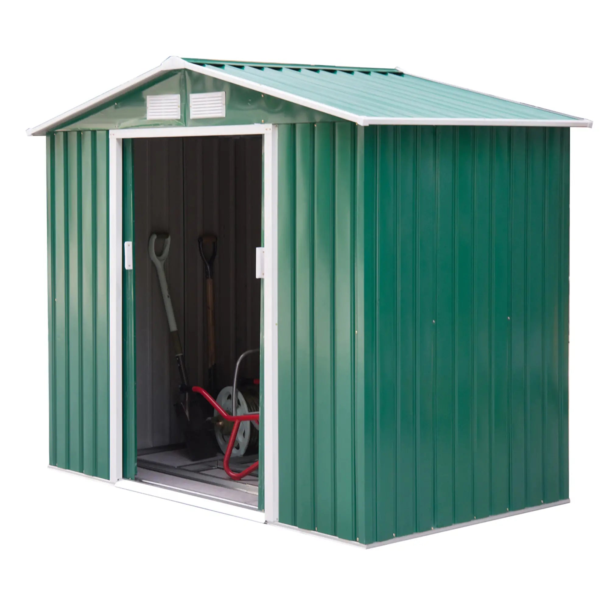 7' x 4' x 6' Garden Storage Shed, Metal Tool House, Green Sheds at Gallery Canada