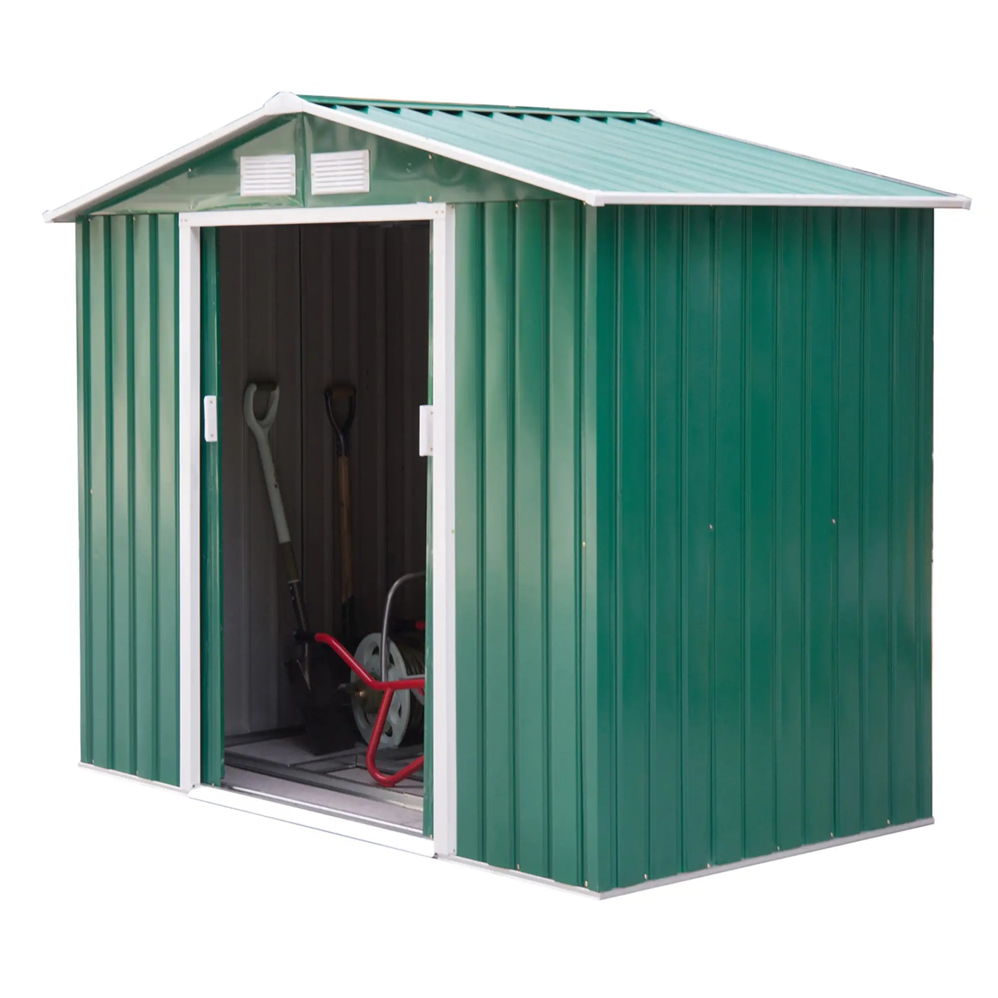 7' x 4' x 6' Garden Storage Shed, Metal Tool House, Green Sheds at Gallery Canada