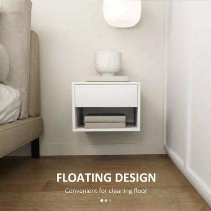 Floating Nightstand Set of 2, Wall Mounted Bedside Table, White Bedside Tables at Gallery Canada