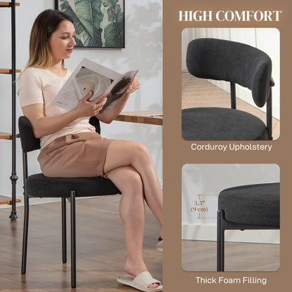 4 Kitchen Chairs, Modern Dining, Corduroy Upholstery, Steel Legs, Black Dining Chairs at Gallery Canada