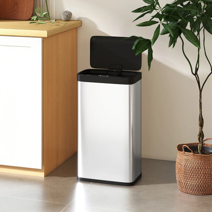 12 Gallon Sensor Can, Automatic Garbage Can, Stainless Steel, Silver