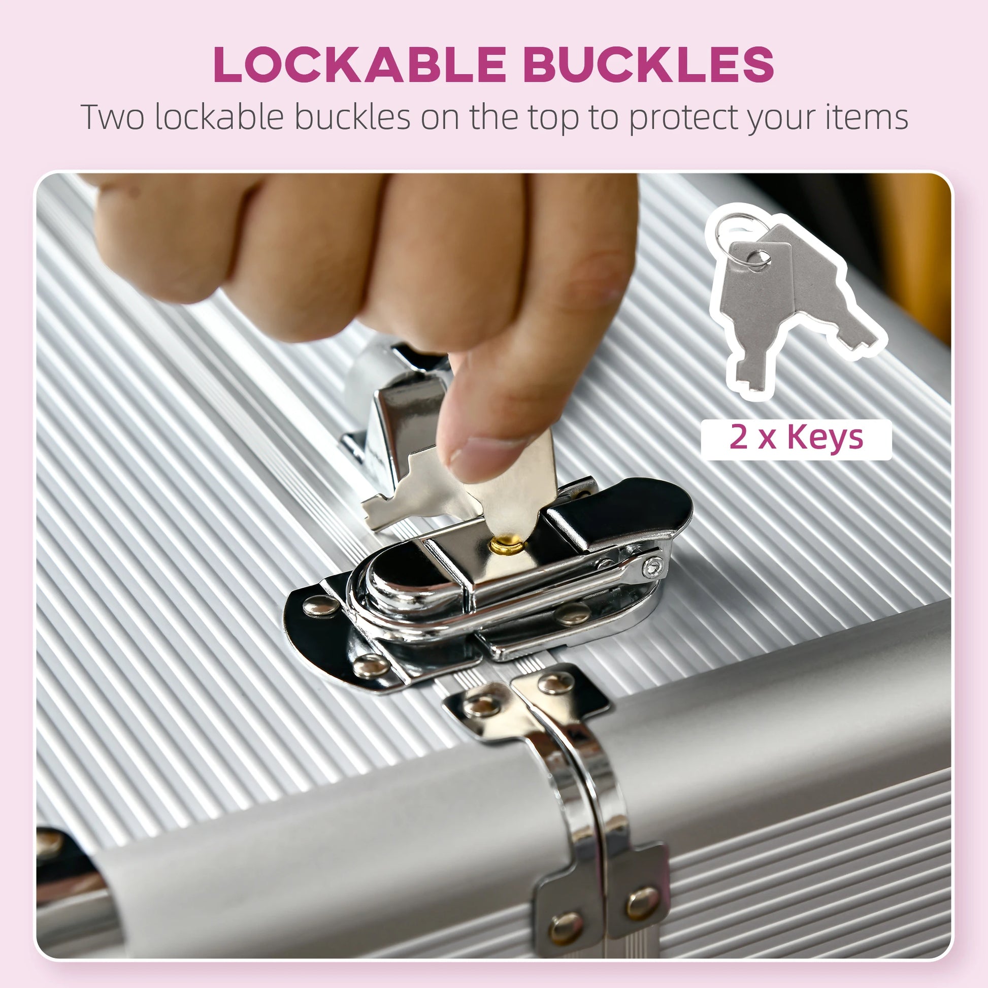 Aluminum Rolling Makeup Train Case, Portable Cosmetic Case, Lockable with Wheels, Silver Makeup Cases at Gallery Canada