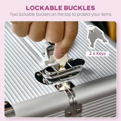 Aluminum Rolling Makeup Train Case, Portable Cosmetic Case, Lockable with Wheels, Silver Makeup Cases at Gallery Canada