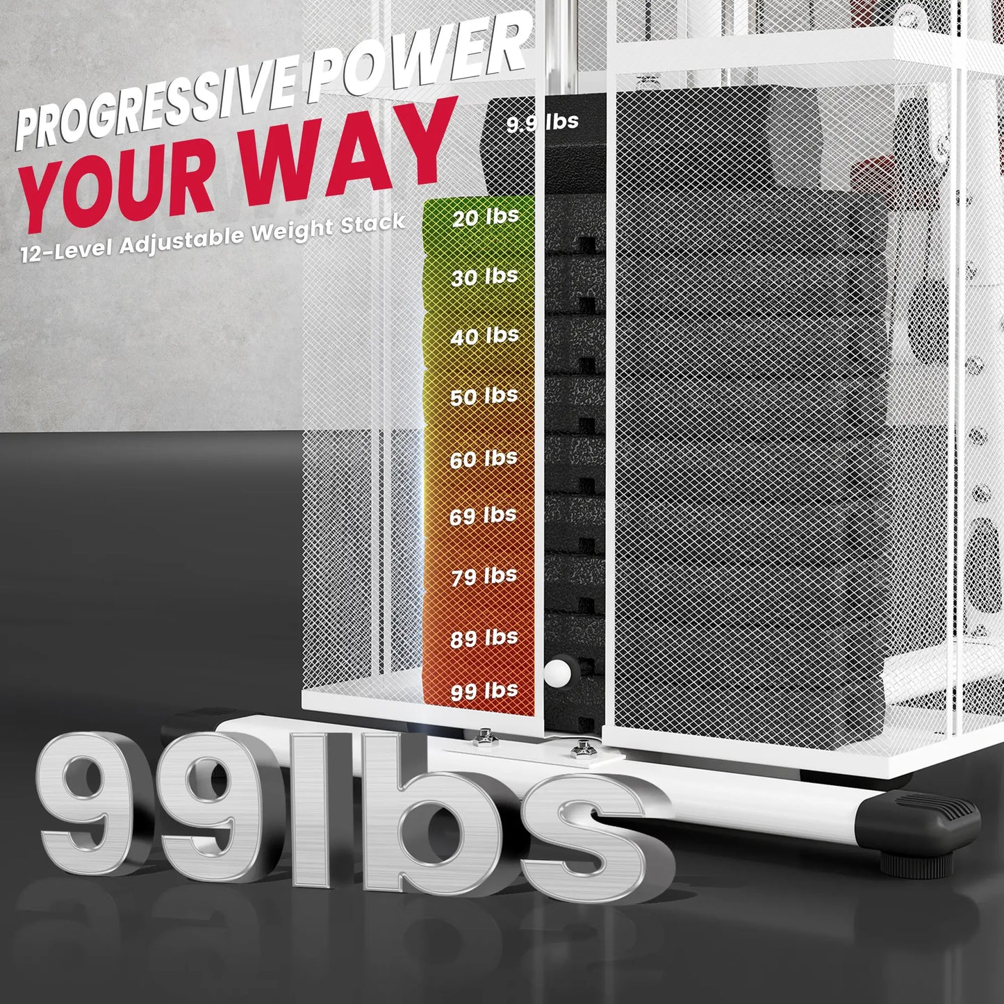 Multifunction Home Gym, 100Lbs Weight Stack, Lat Pulldown, Leg Extensions, White Power Towers at Gallery Canada